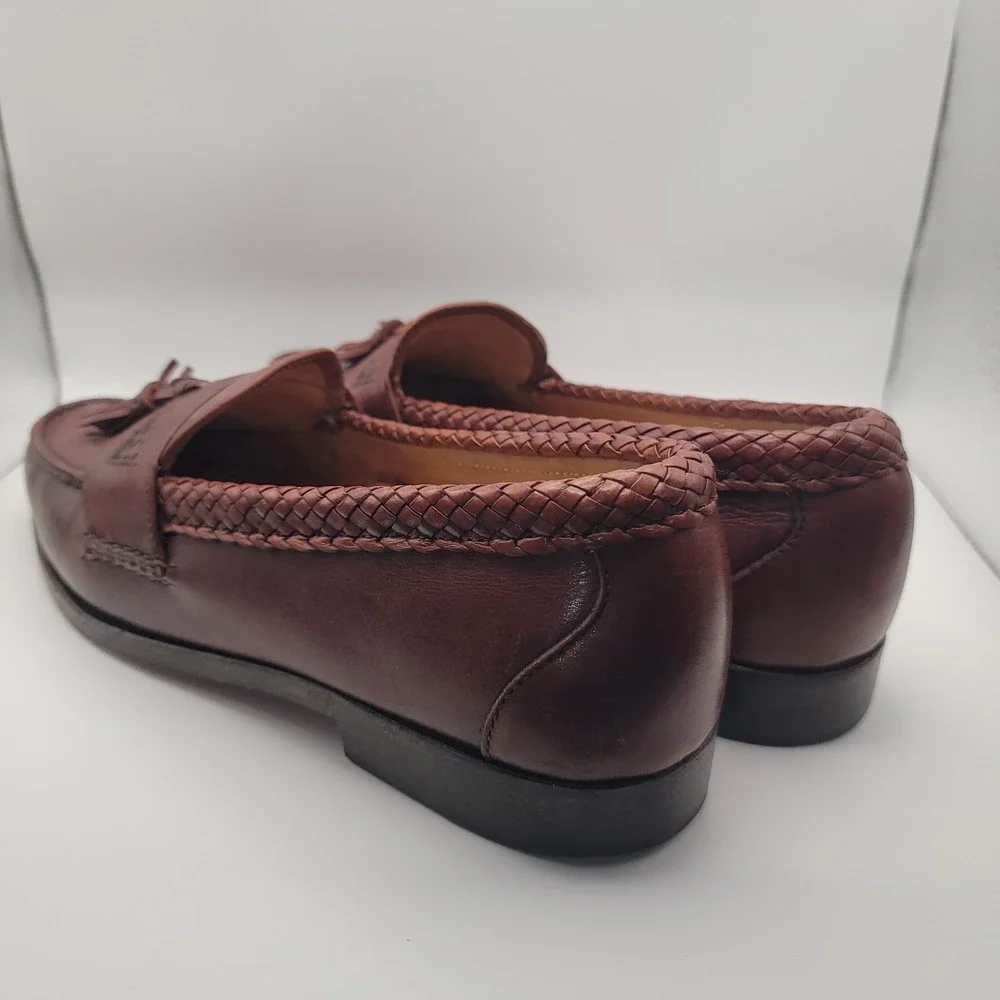 Allen Edmonds Maxfield‎ Men Tassel Loafers 10.5 B Brown Leather Braided Made USA